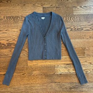 Aerie Ribbed Cropped Cardigan Button-Front Sweater | Medium